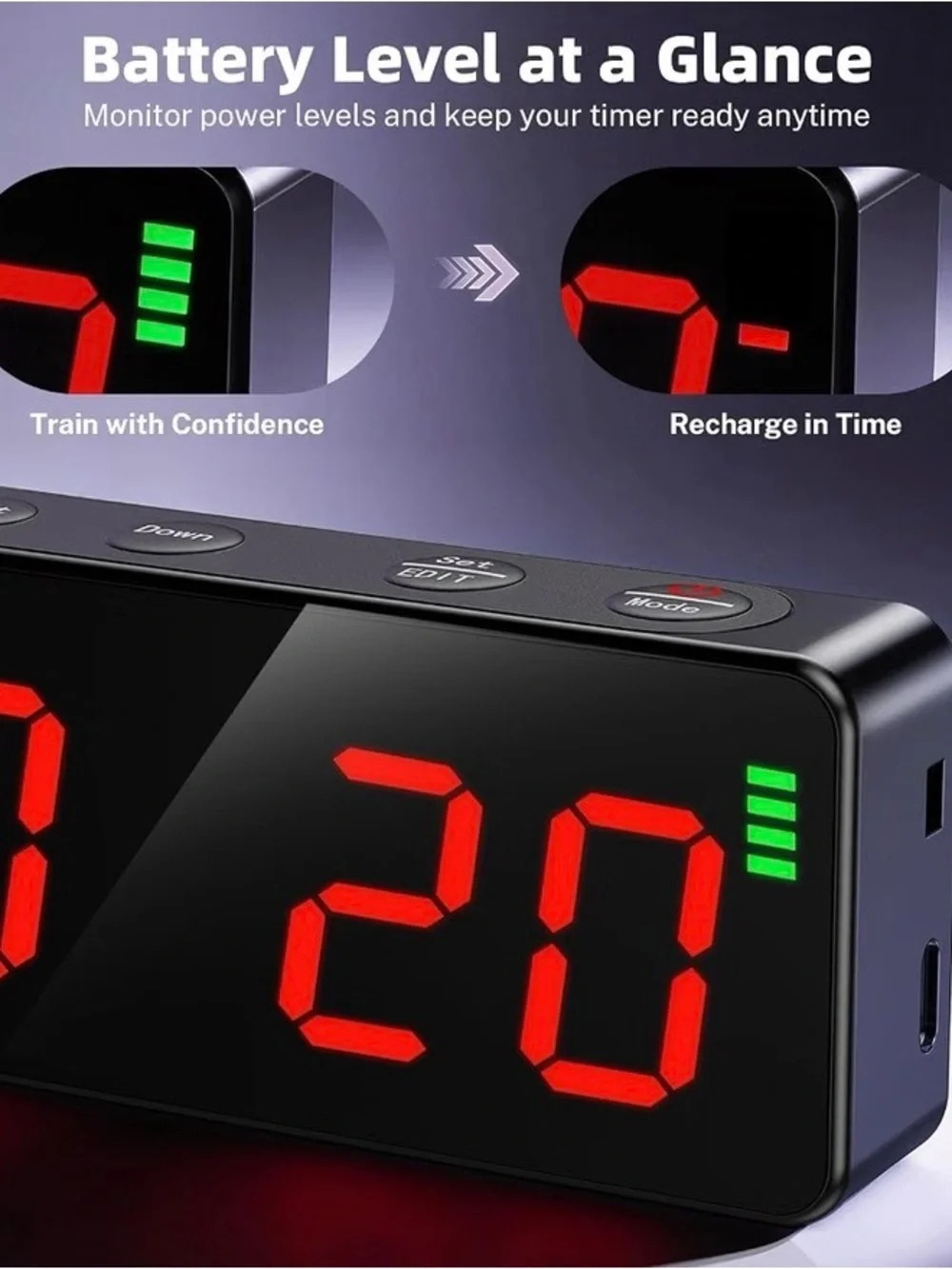 Digital Interval Timer - Black LED Display (Green/Red)